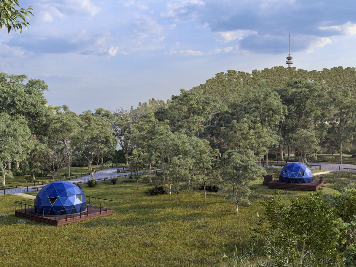 Geodesic glamping suite at Eco Suites Canberra